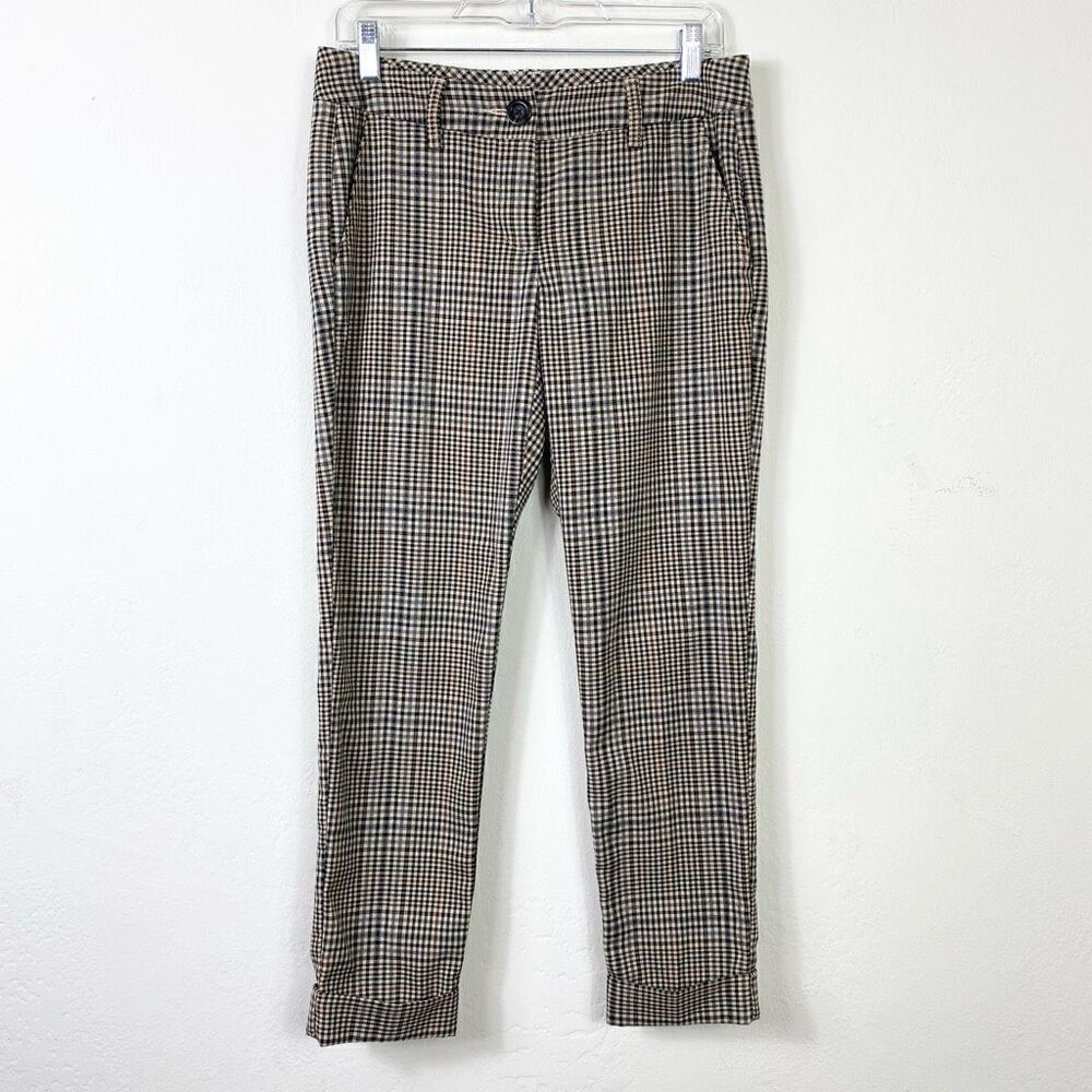 Cabi Down To Earth Plaid Hatter Cropped Cuffed Trouser Pants Size 4 Style #573